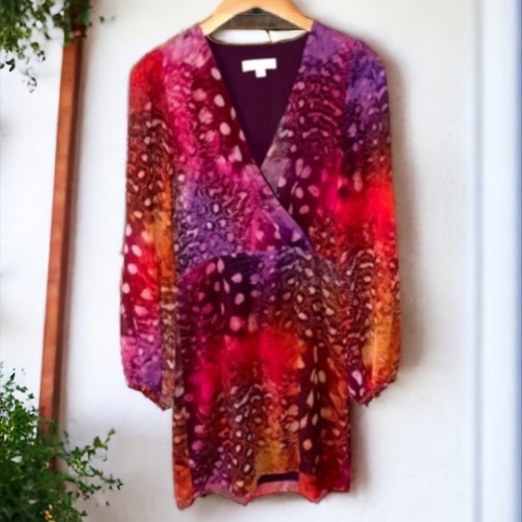 ERIN FETHERSTON RED FEATHER WRAP PRINT SIZE 2 - Picture 1 of 12